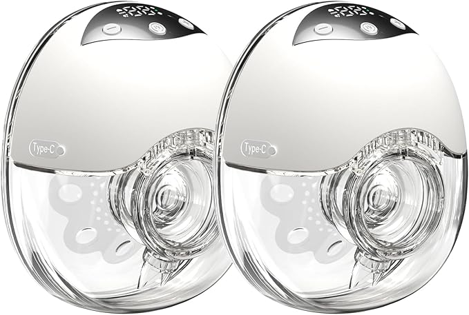 LAMSUET Electric Hands-Free Breast Pump, Strong Suction Wearable Breast Pump with 4 Modes & 12 Levels (White, 2 Pack)