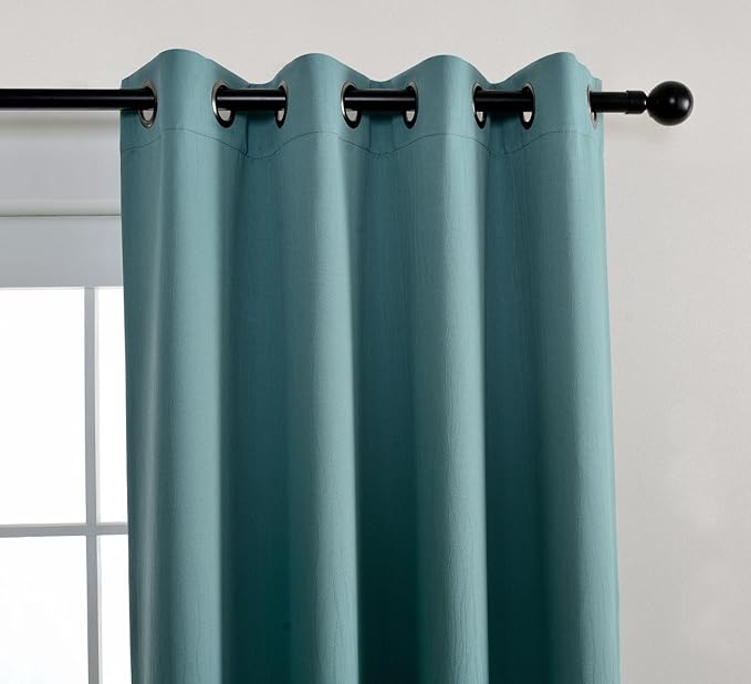 MIUCO Room Darkening Curtains Textured Grommet Thermal Insulated Blackout Curtains for Bedroom Set of 2 52x95 Inch Teal