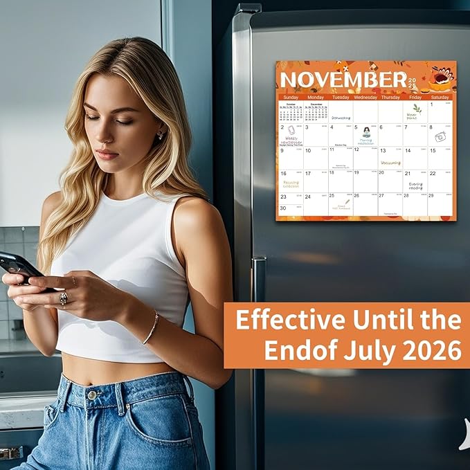 2025-2026 Magnetic Fridge Calendar 18 Monthly Magnetic Calendar for Refrigerator 2025-2026 Wall Calendar Planner Runs from February 2025 Until July 2026 Easy Organizing Markers Tearable (Festive)