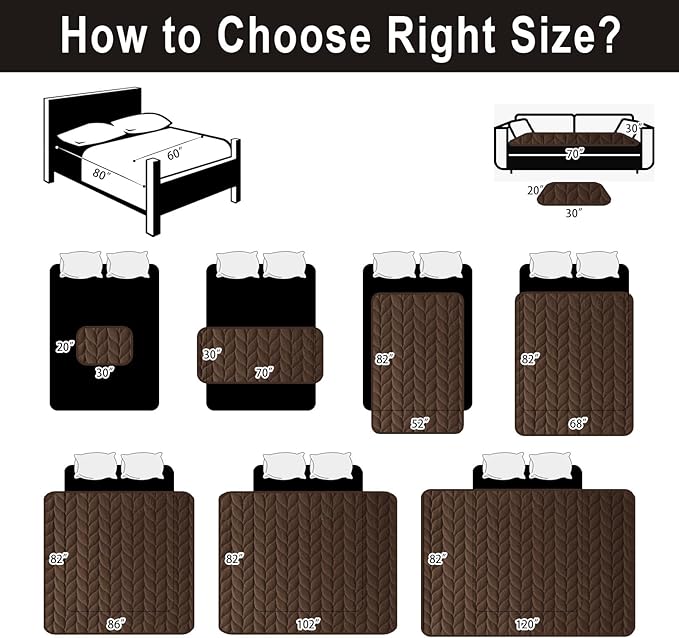 100% Waterproof Dog Bed Cover, 30x70inch Brown Sofa Cover Anti-Slip, Reusable Changing Pad, Washable Camping Mat for Pets/Kids/Adult/Dog/Cat,Geometric Embroidery Blanket 2024 New
