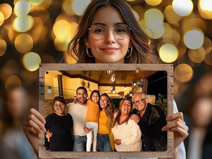 MUNDAZE Custom Portrait Metal Print on Reclaimed Wood Pallet Frame – Personalized Family Photo Gift – Glossy Aluminum Wall Art Keepsake – Made and Shipped in USA (10 x 8)