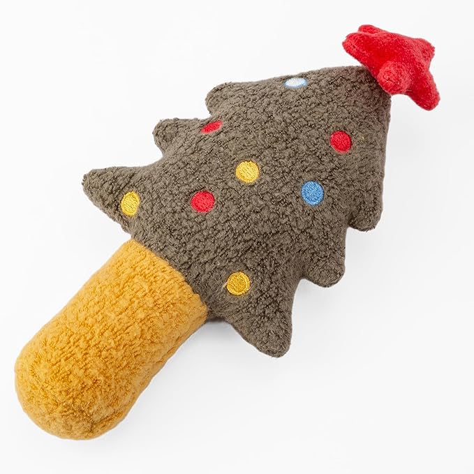 Organic Cotton Stuffed Animal Rattle Baby Toys, Plush Stocking Cuddle Cloth and Hand Grip Christmas Tree Ring Rattles Plush Toy Set for Newborns Infant Boys Girls, 2 PCS