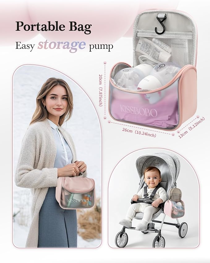 ABP-1508 Hands Free Breast Pump Wearable with Storage Bag, Wearable Breastfeeding Pump Strong Suction, Low Noise, 3 Modes 9 Levels, with 21/24mm Insert/Flange, 2 Pack (White)