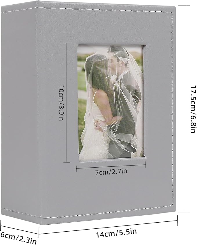 RECUTMS Photo Album 4x6 52 Photos, Leather Cover Small Capacity Wedding Family for Graduation Anniversary Family Wedding Baby Holds 52 Vertical 4x6 Pictures(Grey)