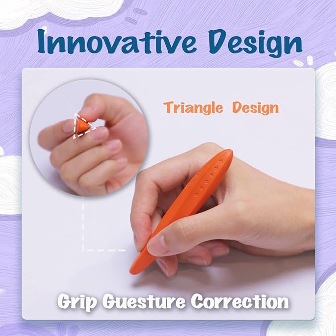 YPLUS Triangle Crayons for Kids - Washable Toddlers Crayons 12 Colors, Non Toxic Handwriting Posture Correction Coloring Art Supplies