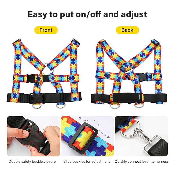 Safety Harness Leash for Special Needs Child Aged 6-12 Years Fully Ajustable, Sturdy Walking Harness for Older Children with Grab Handle, Keeping Active ADHD/ASD Autism Kids Safe in Public