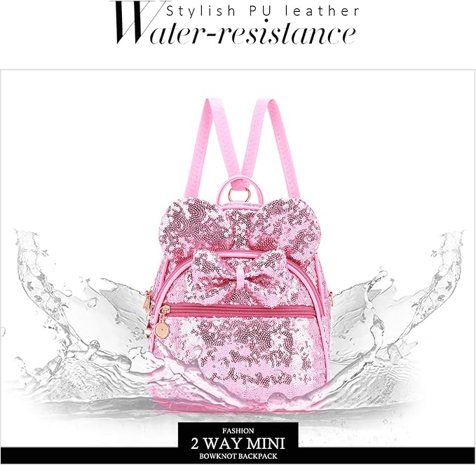 KL928 Girls Bowknot Polka Dot Cute Mini Backpack Small Daypacks Convertible Shoulder Bag Purse for Women