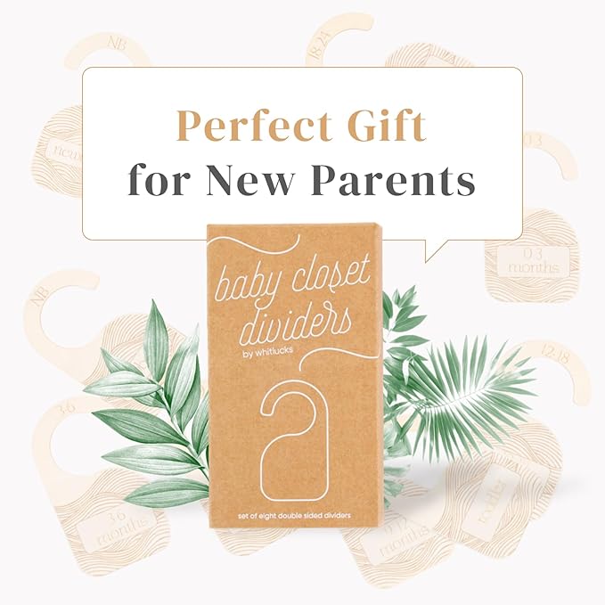 Whitluck's Baby Closet Dividers - 8-Pack Double-Sided Wooden Hangers for Organizing Baby Clothes from Newborn to 24 Months (Infant to Toddler) - Cute and Functional Nursery Decor for Boys and Girls