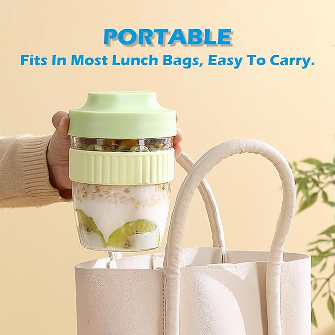 Breakfast On The Go Cups, Overnight Oats Containers With Lid And Folding Spoon, Take And Go Yogurt Cereal Snack Parfait Salad Containers For Lunch, Fruit & Vegetable Jar, 20 oz(Purple)