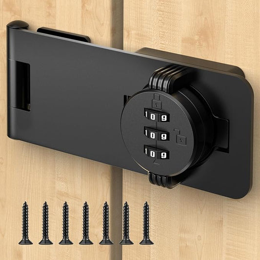 Keyless Cabinet Lock with Combination, Locker Code Lock with 3-Digit Combination, Security Door Lock for Drawers, Lockers, Bifold Doors, Small Doors, Closets, Refrigerators (Black-1pc)