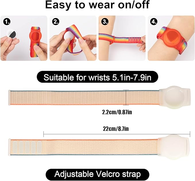 Kids Wristband Compatible with Apple AirTag, Protective Case for Air Tag GPS Tracker Holder with Nylon Bracelet, Adjustable Anti Lost Watch Band for Toddler Child Elder(Mlik White)