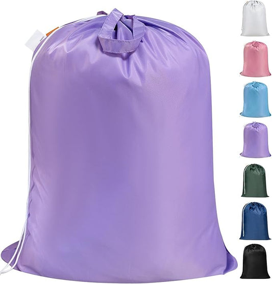 Polecasa Heavy Duty Large Laundry Bag with 130gsm Tear Resistant Fabric and Handles, Easy to Carry Durable Dirty Clothes Drawstring Bag, Perfect for College Dorm, Travel, 28”x36”,Purple