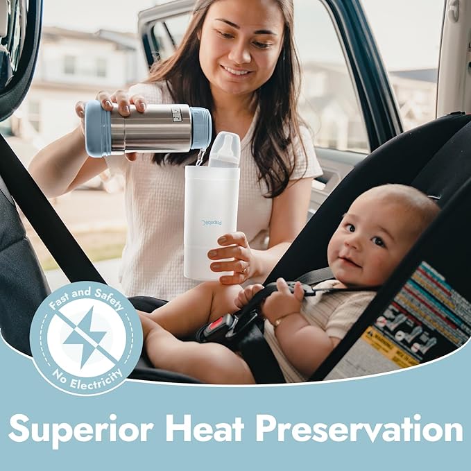 Papablic Portable Travel Baby Bottle Warmer On The Go, Fits Most Car Cup Holders, 12 oz