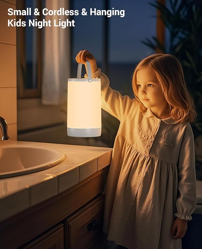 Night Light for Kids, Portable USB Night Lamp with 2200 mAh Battery, Bright Color Changing Light for Nightstand, Small Touch Bedroom Table Lamp for Girls, Boys, Toddler