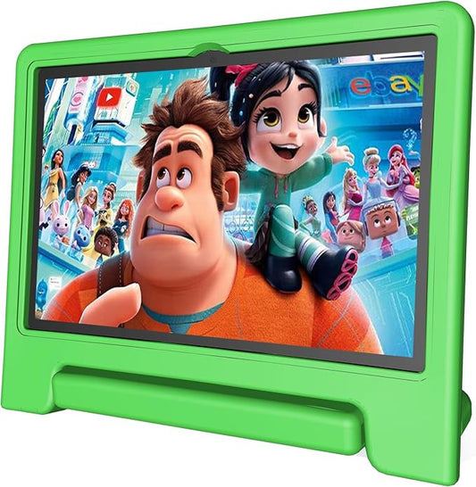 JREN Tablet for Kids｜10 Inch Kids Tablet Android 14｜Octa-core｜64GB｜WiFi ｜Bluetooth｜Parental Control｜Children Content｜Children Toddler Green