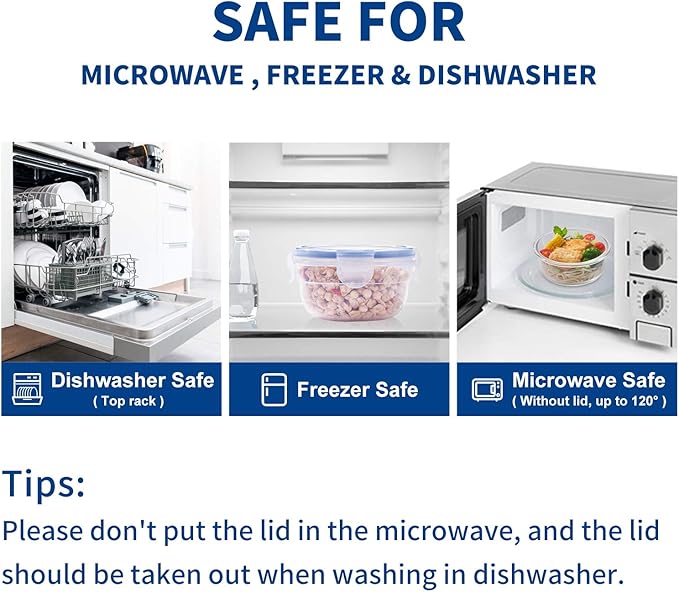 KIGI [ 4 PACK ] 10oz Small Plastic Bowls with Lid Leakproof Food Storage Container Set Meal Prep Containers