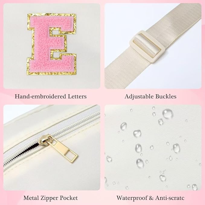 YOOLIFE Gifts for Girls - 5 6 7 8 9 10 11 12 13 14 15 16 Year Old Girls Birthday Gifts for Teen Girls, Preppy Stuff for Teen Girls Teenage Girl Gifts, Initial Crossbody Bag Belt Bag, White P