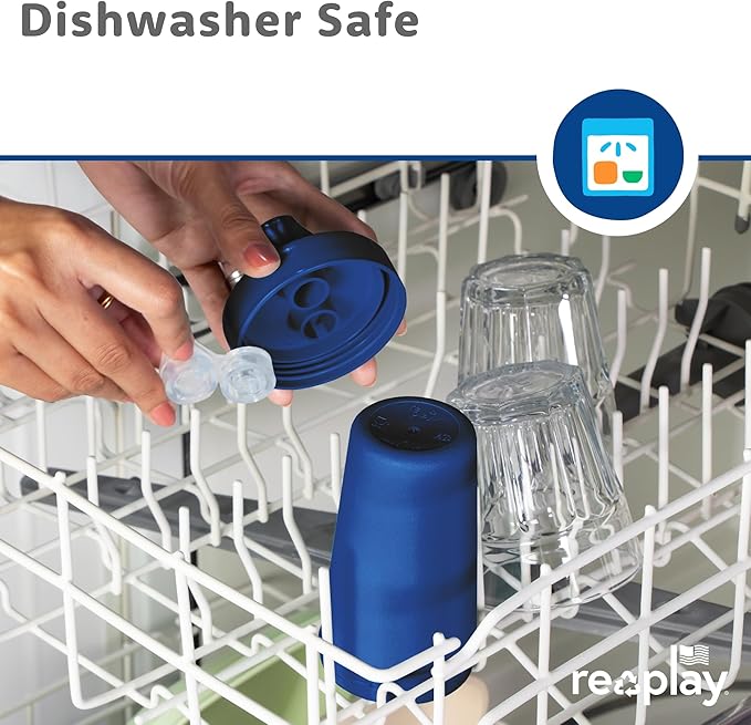 Re-Play Sippy Cups for Toddlers - 10 Oz. Reusable Spill Proof Cups for Kids, Dishwasher/Microwave Safe - Made in USA - Set of 4-3.13" x 6.25" - Space