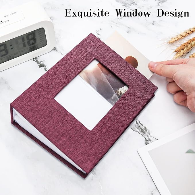 Vienrose Photo Album 4x6 100 Pages Photos Linen Cover Picture Book with Front Window for Baby Wedding Children