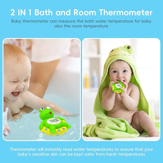 b&h Baby Bath Thermometer Frog - Easy to Read Display | BPA-Free| Fahrenheit or Celsius | Digital Water Temperature Thermometer for Newborns & Infants, Safe Floating Bath Toy