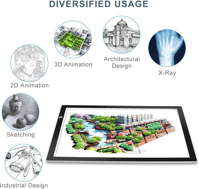 LitEnergy A3 LED Copy Board Light Tracing Box, Ultra-Thin Adjustable USB Power Artcraft LED Trace Light Pad for Tattoo Drawing, Streaming, Sketching, Animation, Stenciling