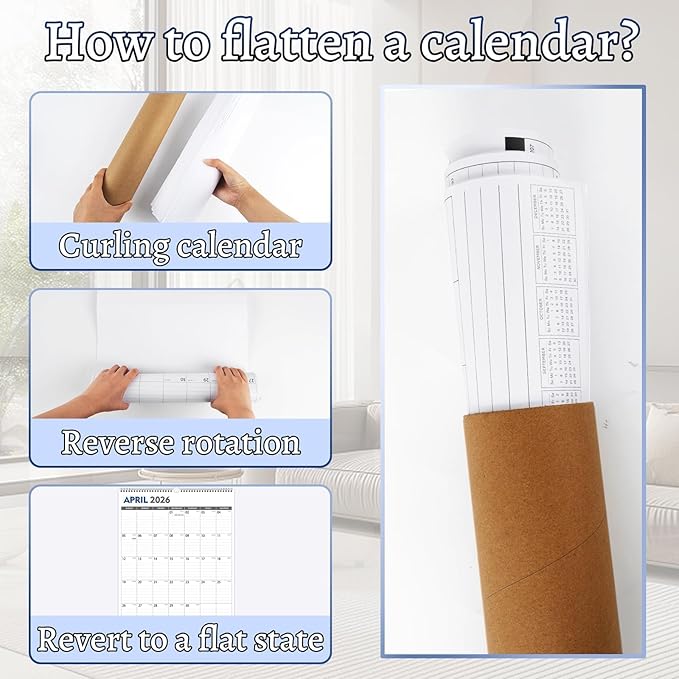 GuassLee Large Wall Calendar 2025-2026, 22"x15" Vertical Wall Calendar 2025, Jun. 2025 to Dec. 2026, 19-Month Paper Hanging Planner Wall with Julian Date for Office Home Planning & Organizing