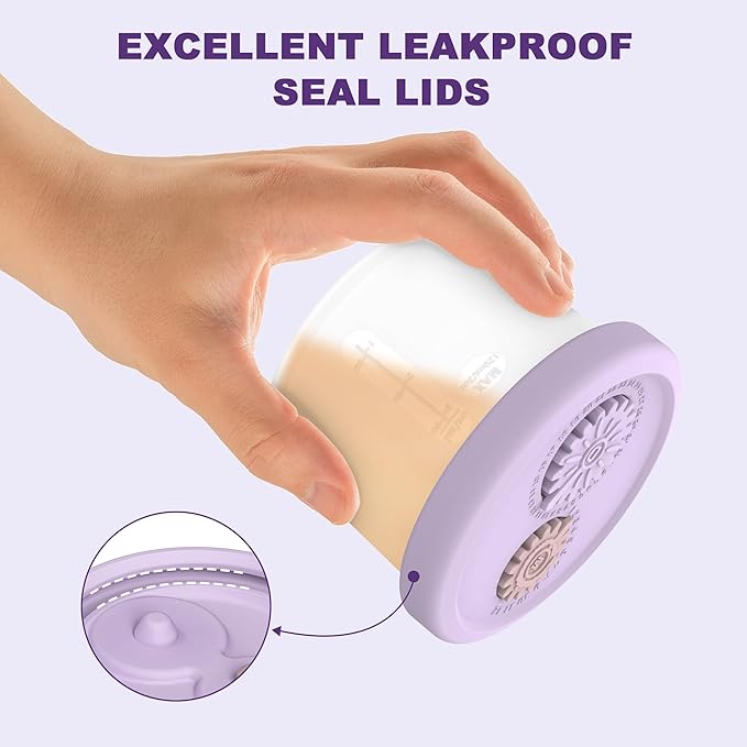 Silicone Baby Food Containers with Date-Tracking Lids, 6-Pack Reusable Snack Containers Food Storage Jars for Infants, Microwave, Dishwasher & Freezer Safe, 3 Sizes