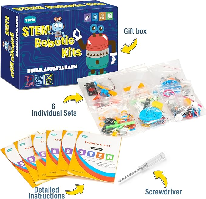 STEM Robotics Kits for Kids Age 8-12 8-10, Science Kits for Kids 5-7, STEM Toys for Boys Age 6 7 8 9 10 12 13 14 Girls Boys Birthday Gifts, Robot Building Crafts 6-8 Engineering Motor Set