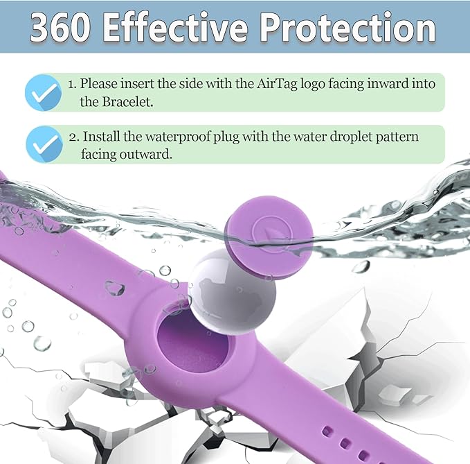 Waterproof Bracelet for AirTag Kids, Personalized Initial Letter Hidden Holder Compatible with Air Tag, Silicone Case for Airtag Adjustable Anti-Lost GPS Tracker for Toddler Child Elder, L