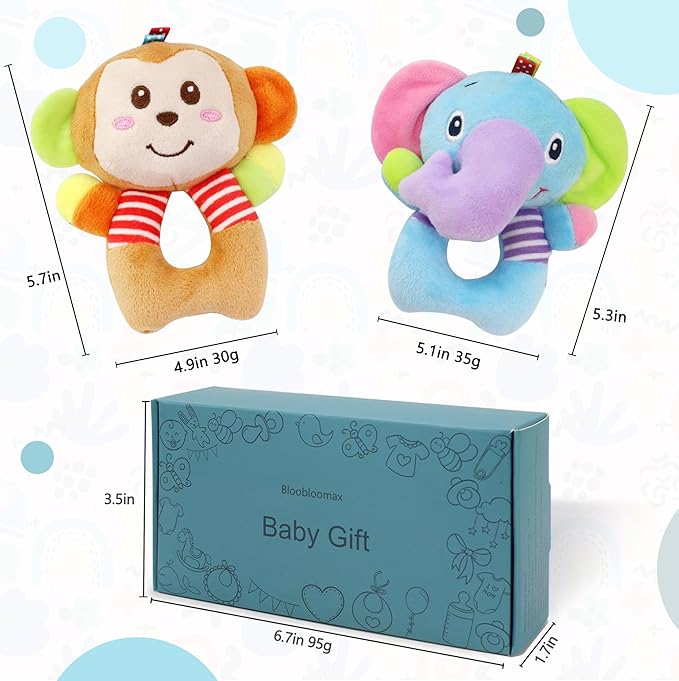 BLOOBLOOMAX Sock rattles for Babies 0-24 Months Baby Animal Foot Finder Educational Toys