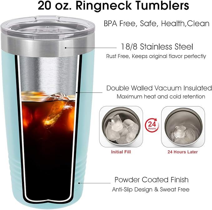 Personalized Tumbler, Custom Travel Coffee Mug, Laser Engraved Insulated Double Wall Stainless Steel Coffee Mug, Gift for Her, Closing Lid Included (Light Blue, 20oz)