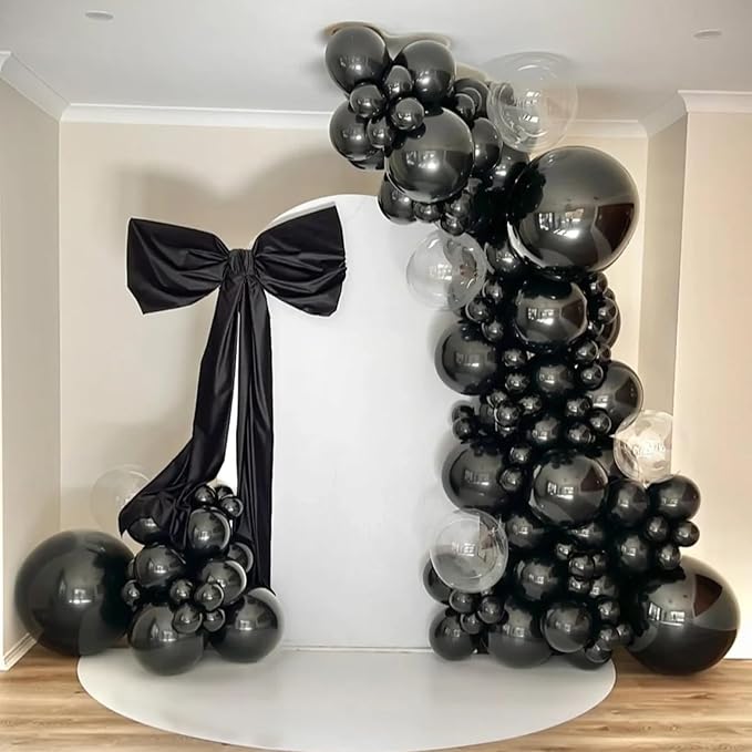 140pcs Metallic Black Round Balloons Different Sizes 18 12 10 5 Inch Latex Balloons for Arch Decoration Party Balloon Kit for Graduation Birthday Party Wedding Balloon Baby Shower Decoration