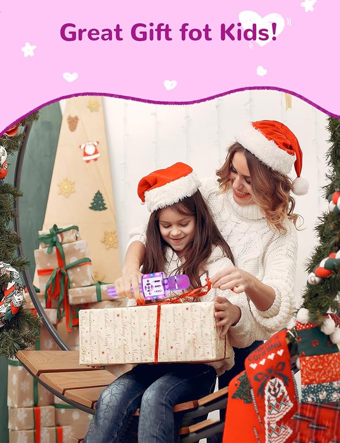 Amazmic Toys for Girls, Kids Karaoke Microphone Toddler Microphone for Kids with Lights, Birthday Gift for Girls, Boys Toy Age 3 4 5 6 7 8+(Light Purple)