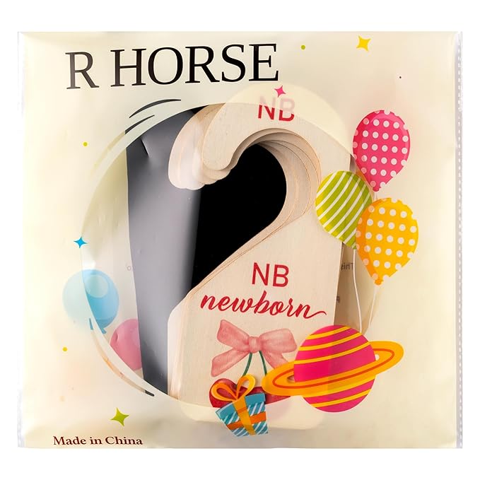 R HORSE Wooden Baby Closet Dividers - 8Pcs Double-Sided Cherry Pink Bow Baby Closet Organizer Newborn Clothes Size Hanger Dividers Nursery Decor Baby Shower Birthday Gift for Boy Girl (0-24 Months)