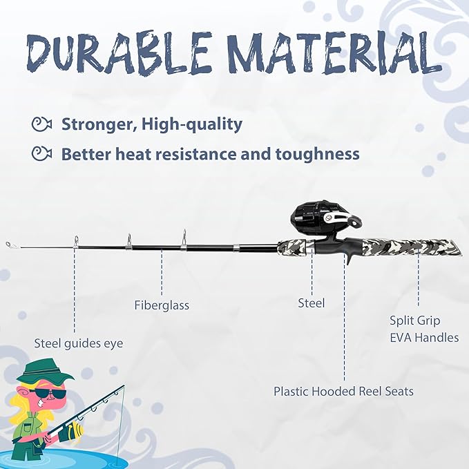 Kids Fishing Pole, Portable Telescopic Kids Fishing Poles for Boys and Girls, Fishing Rod and Reel Combo Kit with Tackle Box, and Fishing Net, Best Fishing Pole for Toddler Youth