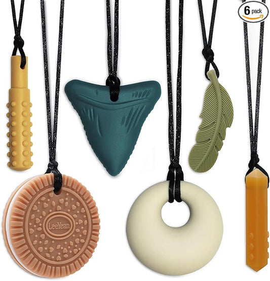 Chew Necklaces for Sensory Kids, Sensory Chewy Toys for Boys with Autism, ADHD, SPD, Chewing, Silicone Chewing Necklace Reduce Adult Anxiety Fidgeting