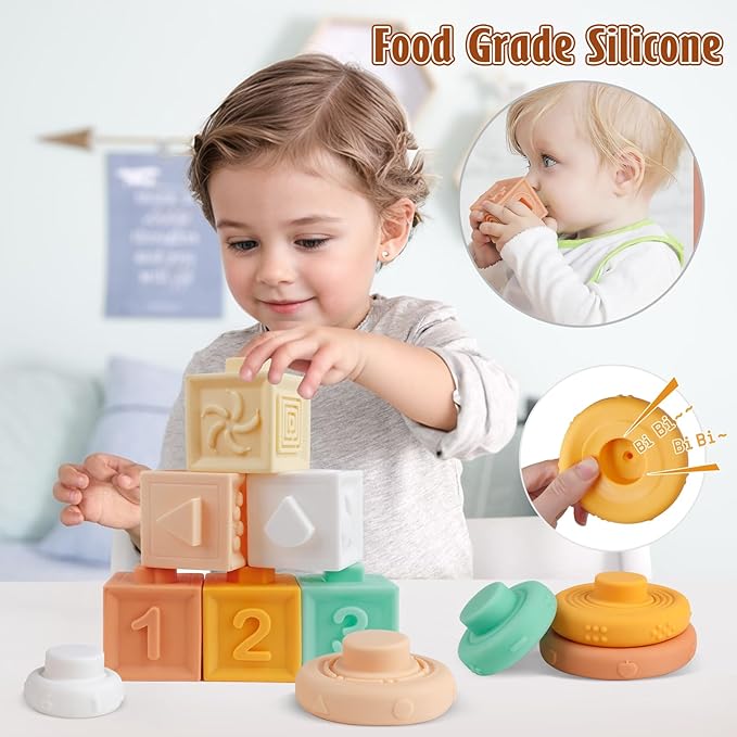 Musical Instruments Wooden for Kids 1-5 Year, Percussion Instruments Music Toy Set with Tambourine, Handbells, Clarinet, Sounder for Toddlers, Montessori Educational Toys for Baby (Natural Color)