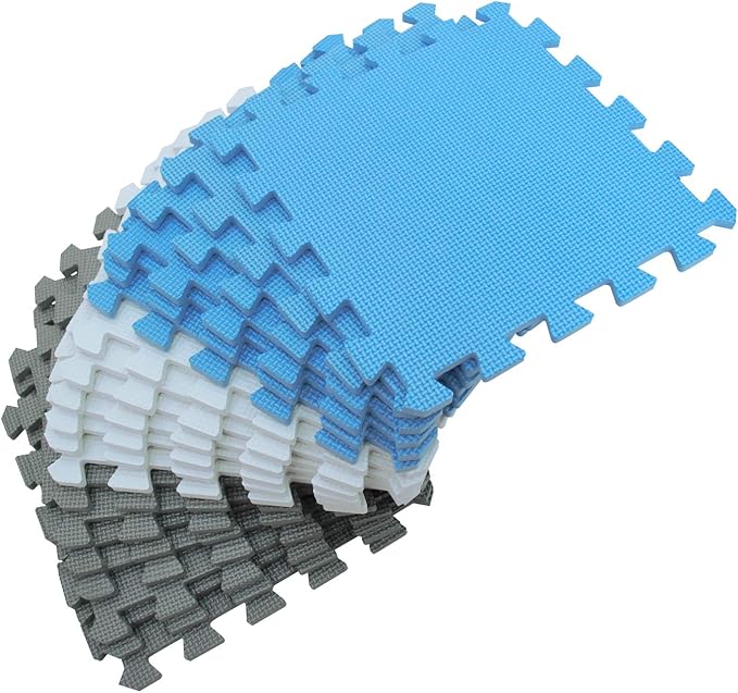 MQIAOHAM® 18 Pieces Puzzle Play Mats, Soft Baby Play Mat, Kids Interlocking Foam Floor Tiles, Toddlers Carpet Playmats G301018-101107112