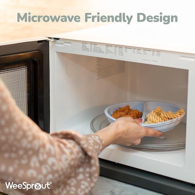 WeeSprout Silicone Plates with Lids for Babies & Toddlers (3 Pack) 100% Food-Grade Dishes for Self Feeding, Divided Design & Raised Edges for Picky Eaters, Dishwasher & Microwave Safe Weaning Supplies