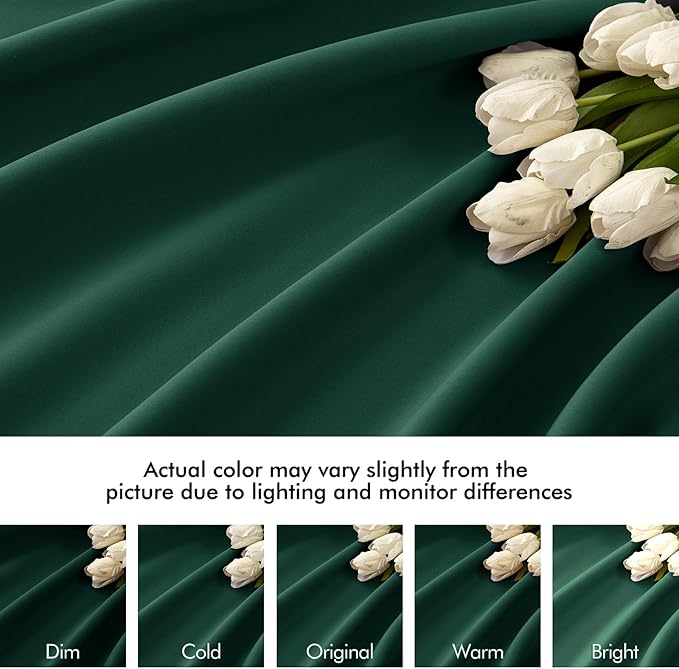 MIULEE Hunter Green Back Tab Blackout Curtains 120 Inch Long 2 Panels Set for Living Room Bedroom, Rod Pocket/Pinch Pleated Extra Long Thermal Insulated Room Darkening 10FT Window Drapes