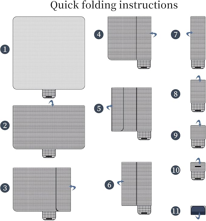 Picnic Blanket Waterproof Beach Rug 80''x118'' Picnic Mat Washable Lightweight with Handle Navy Blue Checkered for Hiking Travelling Outdoor Camping,Parks