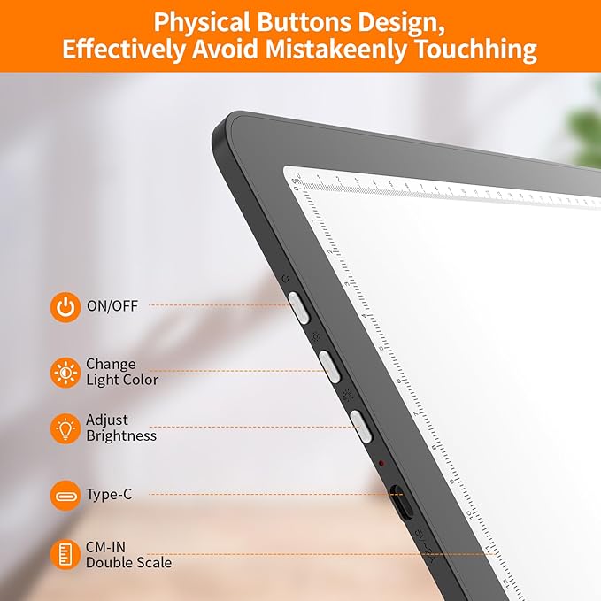 Elice Magnetic A4 Light Board for Diamond Painting, Ultra-Thin Tracing LED Light Box with Side Buttons, Super Bright Diamond Art Light Pad, Light Table for Drawing, Sketching, Weeding Vinyl - Black