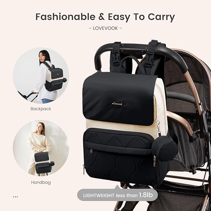 LOVEVOOK Diaper Bag Backpack, Baby Travel Bags for Boys & Girl, Toddler Waterproof Diaper Bag w/Changing Pad, Stroller Straps, Pacifier Case, Newborn Essentials Must Haves Mom