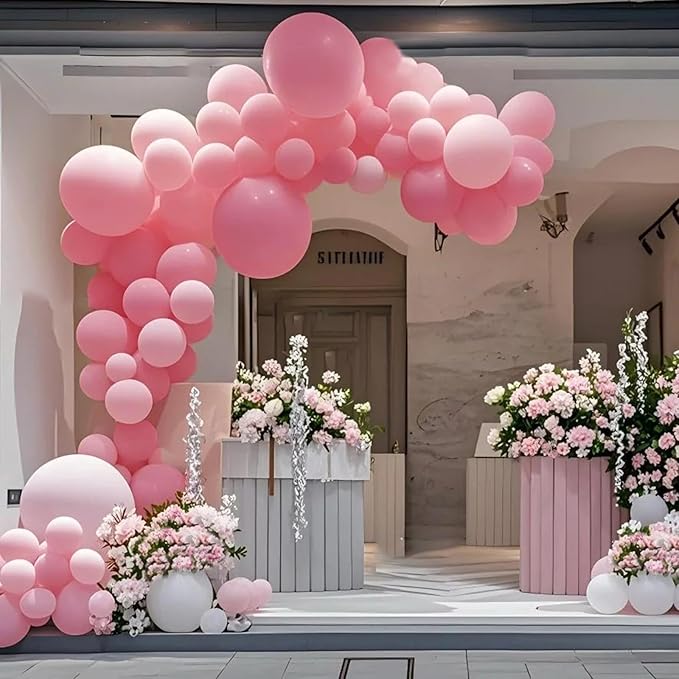140pcs Pink Round Balloons Different Sizes 18 12 10 5 Inch Latex Balloons for Arch Decoration Party Balloon Kit for Graduation Birthday Party Wedding Balloon Baby Shower Decoration