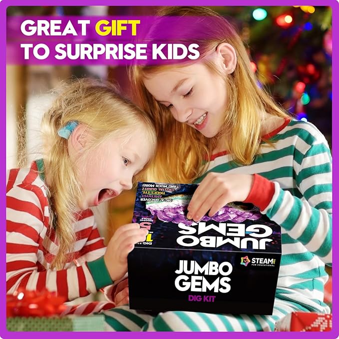 XXTOYS Gemstone Dig Kit - Dig Up 18 Real Gemstones and Crystals - Science Kits for Kids, STEM Toys for Age 6-8, Great Educational Geology Gifts for Boys & Girls Ages 5-7