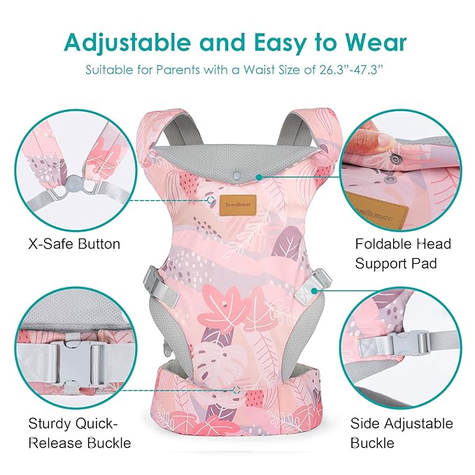Baby Carrier Newborn to Toddler, Ergonomic Adjustable Toddler Carriers for 7-66 Lbs, Cozy Lightweight Infant Carrier with Neck Support, Baby Holder Carrier with Lumbar Support for Mom Dad