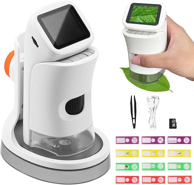Microscope,Microscope Handheld,2’’ IPS Eye-Protecting Screen,Maximum Magnification of 1000X,Take Photos and Record Video with HD Pixels,Christmas,Birthday, Edu Gifts