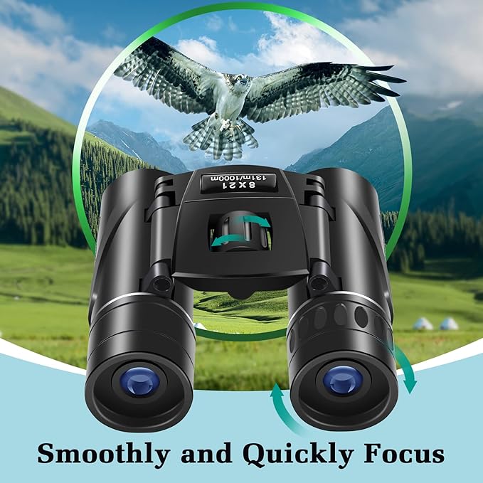 8x21 Mini Lightweight Binoculars, Compact Pocket Binocularsfor Adults Kids, Small Protable Binoculars for Bird Watching Travel Opera Theater Sports Scenery
