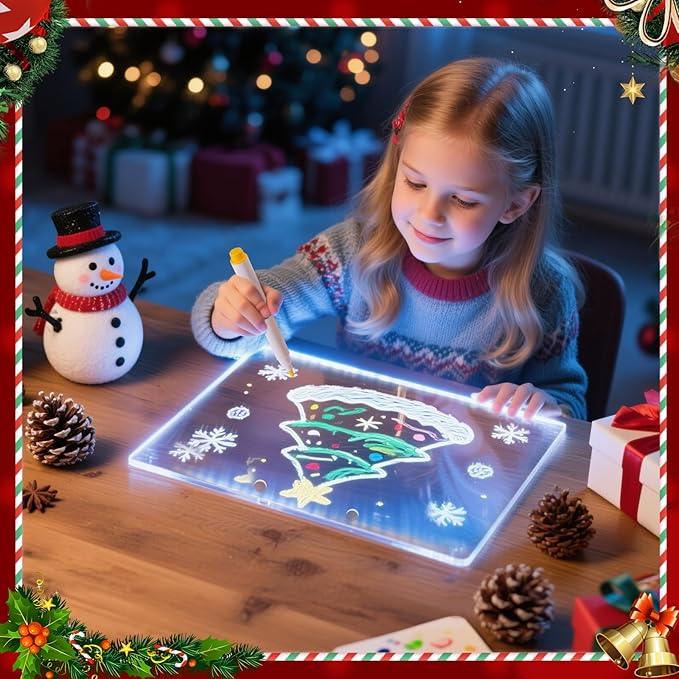 Lumiboard LED Drawing Board,Cosmody Light Up Drawing Board,Led Doodle Board for Kids,Christmas Party Favor Gifts Christmas Stocking Stuffers(13.7"*10")