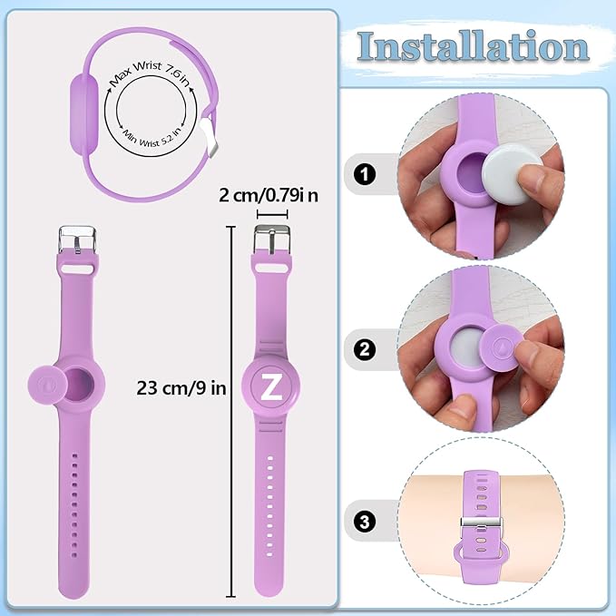 Waterproof Bracelet for AirTag Kids, Personalized Initial Letter Hidden Holder Compatible with Air Tag, Silicone Case for Airtag Adjustable Anti-Lost GPS Tracker for Toddler Child Elder, Z